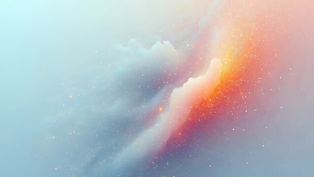 Abstract Cosmic Cloud Nebula Background with Colorful Glowing Particles and Clouds
