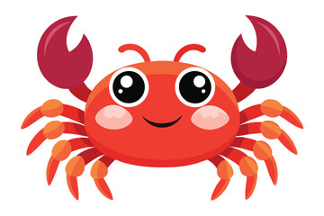 Cute orange crab with big eyes smiles cheerfully against a transparent backdrop