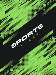 Green and Black Grunge Sport Cover or Poster Design with Halftone Style
