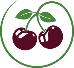 Ripe berry. Red berry. Cherry logo. Isolated cherry on white background