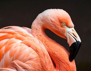 Close-up of a vibrant pink flamingo's head and neck
