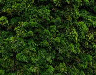 Dense Green Moss Covering a Surface with Intricate Texture and Rich Color