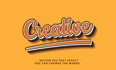 Creative Retro Text Style with 3D Effect on Orange Background