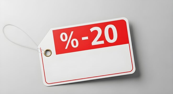 Red 20 Percent Discount Tag Label for Retail Sales and Promotions