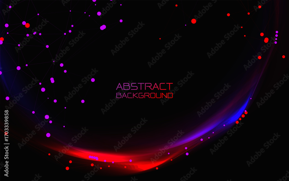 Poster abstract lines and particle connection technology on a dark background. abstract molecules with futu