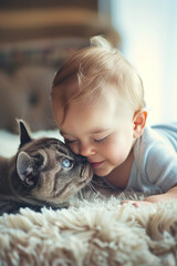 Baby and Cat Tender Moments