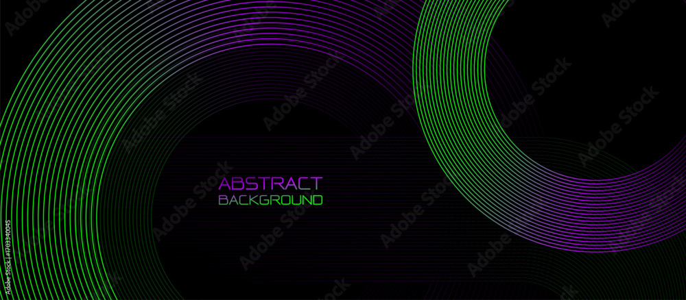 Poster green and purple minimalist abstract background with circle lines and gradients in light tones with 
