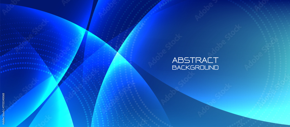 Poster blue abstract background with circle lines and gradients in light tones, with futuristic high techno