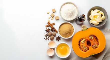 Pumpkin Spice Ingredients on White Background