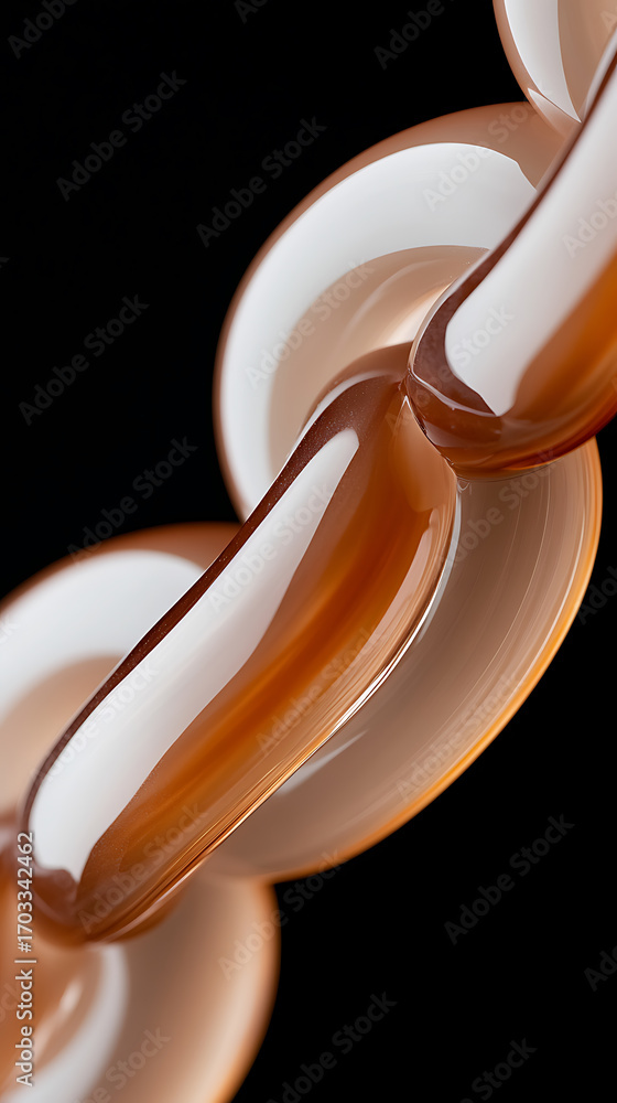 Poster abstract interlocking shapes in brown and white tones, creating a fluid and connected visual with a 