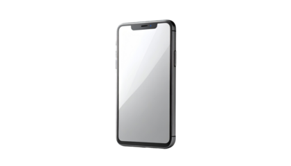 Gray smartphone, front view, blank screen