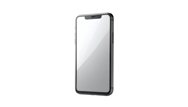 Gray smartphone, front view, blank screen