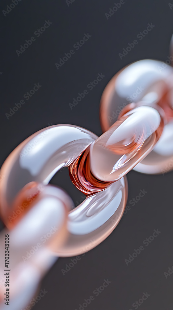 Aufkleber interlocked translucent chain links, light reflecting. abstract design elements with smooth forms an