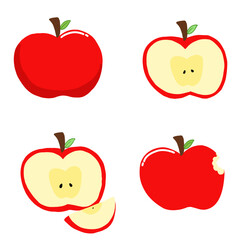set of apples - whole, half, slice and bite