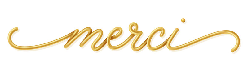 Gold vector MERCI (THANK YOU in French) lettering banner
