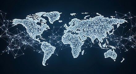Global Network Connections World Map Visualization.
