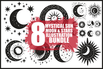 Fototapeta premium Cosmic Mandala Sun Moon Star Vector