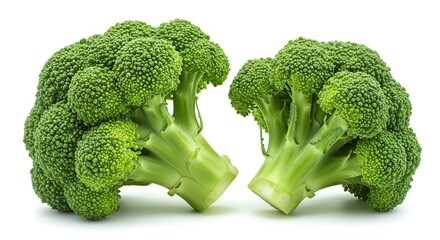 Two heads of broccoli with transparent background