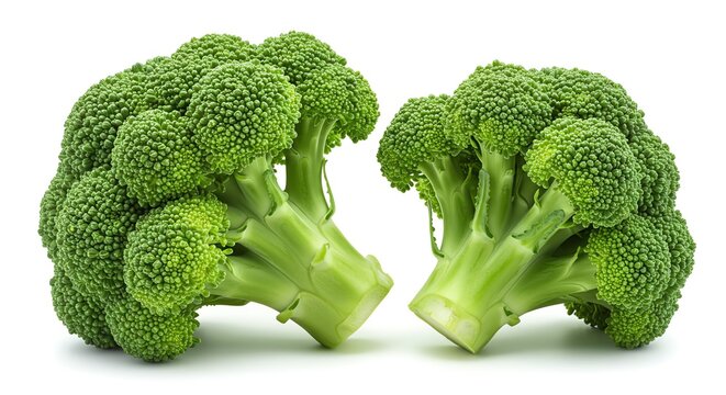 Two heads of broccoli with transparent background