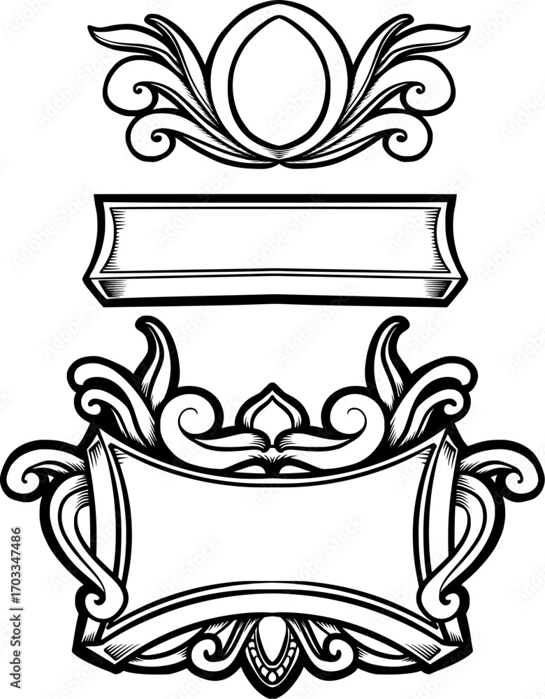 Poster featuring oenamen design with three different versions