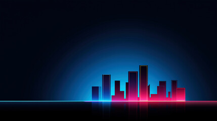 Obraz premium Futuristic neon city skyline background with empty space 