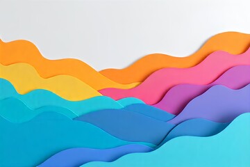 Fototapeta premium Abstract Colorful Waves Paper Cut Background