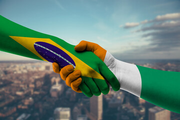 Shaking hands Brazil and Cote d’Ivoire