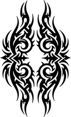 Naklejka premium Decorative Black Tribal Pattern with Sharp Tips and Curves
