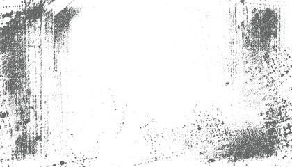 Distressed gray paint splatters on white background grunge