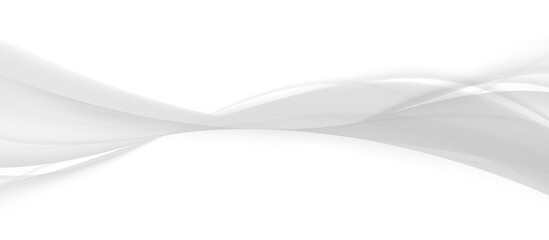 Elegant, abstract background featuring flowing wavelike design. Consists of translucent overlapping gray and white curves that create sense of movement and softness against pure transparent backdrop