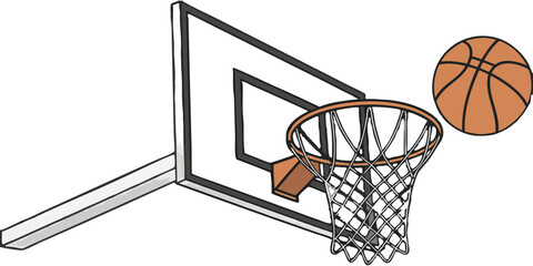 A basketball ball in a hoop
