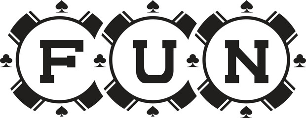 Poker chips black icons vector set. Isolated Casino poker chip logo. Poker symbols with spades, hearts, diamonds, clubs. Playing poker concept. Vector illustration.