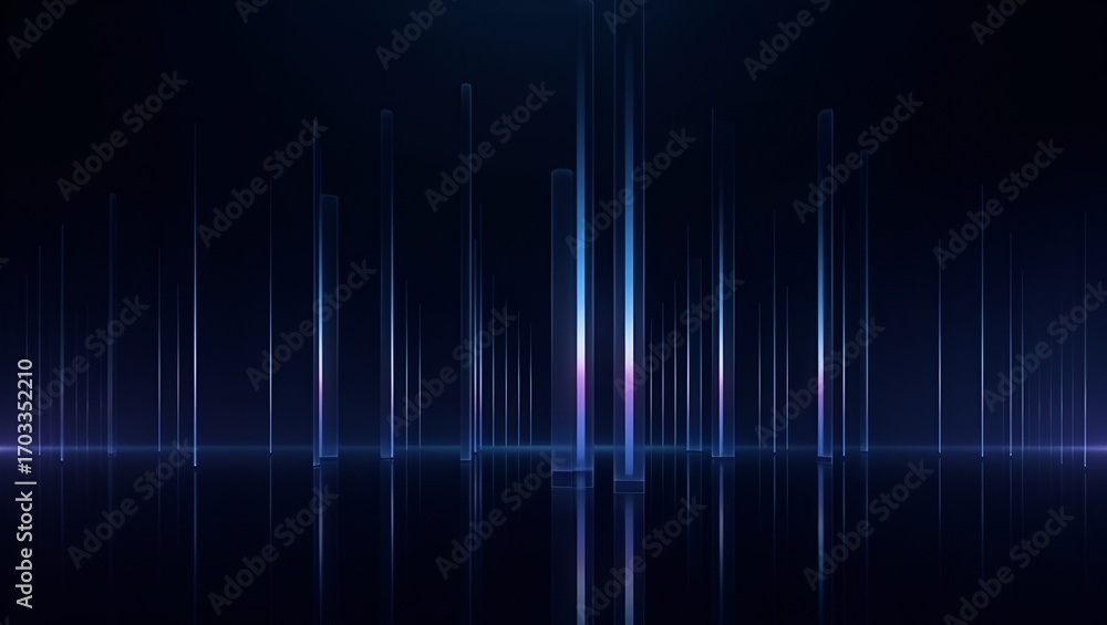Poster black abstract gradient background with vertical translucent stripes, creating a sleek and moody atm