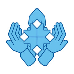 Fototapeta premium Collaborative Hands Forming Geometric Unity Symbol
