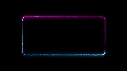 Animated glowing rectangle frame loop animation isolated on black screen motion background.  Neon rectangle shape stock line moving animation transparent screen.  square rectangle border 4k animation. - Powered by Adobe