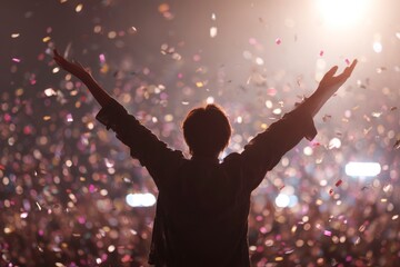 silhouette of a man celebrating
