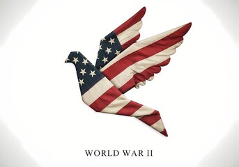 Artistic representation of world war ii peace dove with american flag design