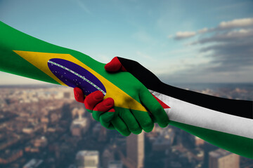 Shaking hands Brazil and Jordan