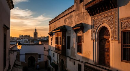 Golden Hour Glow on Ancient Moroccan Architecture.