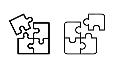 Trendy thin line corporate blue and orange puzzle icon. Vector illustration of four puzzle matching pieces for concepts of games, business and start up strategies and solutions. vector illustration.