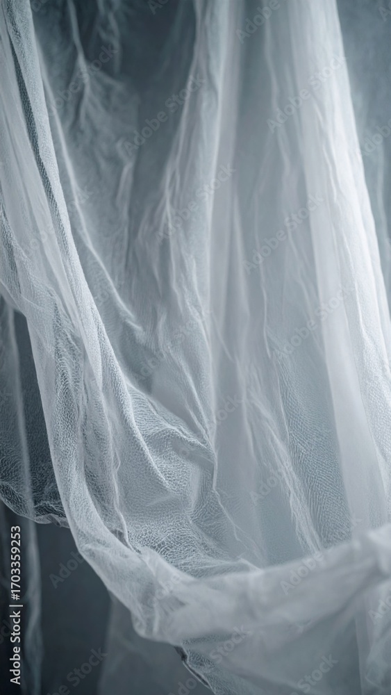 Poster abstract sheer white fabric texture creating soft elegant waves in gradient lighting