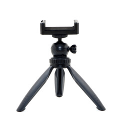 A small mobile tripod stand for taking video or picture , Mobile stand isolated on white background