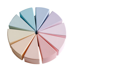Obraz premium Pastel-colored pie chart slices arranged in a circle