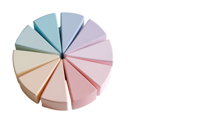 Pastel-colored pie chart slices arranged in a circle
