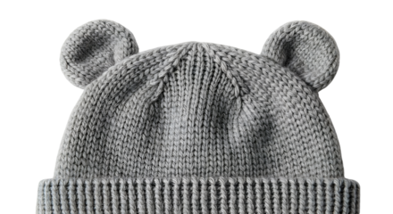 Knitted Gray Bear Hat with Ears | Warm Winter Clothing for Babies and Young Children