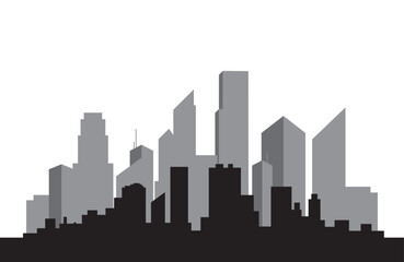 Fototapeta premium Silhouette city skyline isolated on a white background. City buildings abstract background. Vector illustration.