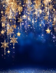 Sparkling Christmas Stars on Blue