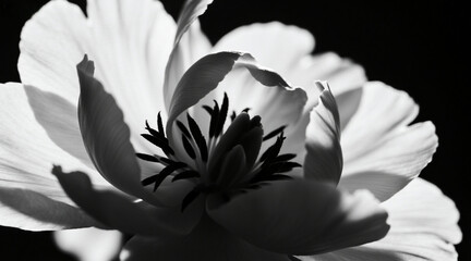 Fototapeta premium Peony petals silhouette, layered petals, minimalist