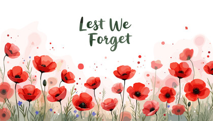 Remembrance Day banner, Remembrance Day poster, Lest We Forget banner, poppy flower design, Armistice Day poster, Veterans Day banner, memorial day remembrance, red poppy poster, military tribute bann
