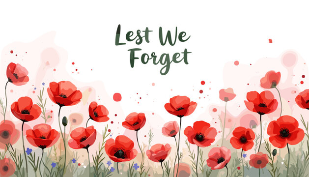 Remembrance Day banner, Remembrance Day poster, Lest We Forget banner, poppy flower design, Armistice Day poster, Veterans Day banner, memorial day remembrance, red poppy poster, military tribute bann - Powered by Adobe
